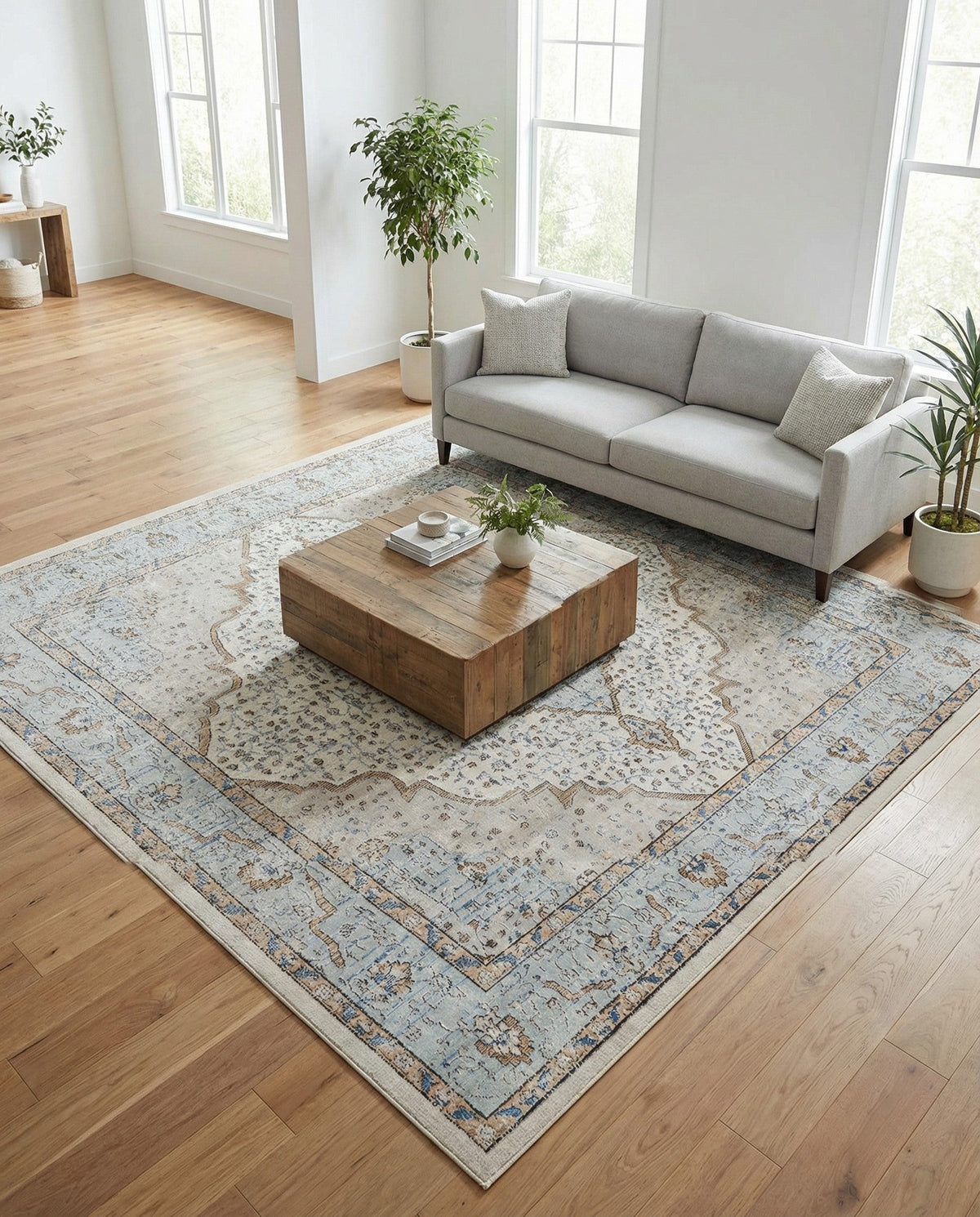 Mykonos Manor Collection Area Rug - Delos Square Blue  lifestyle 133