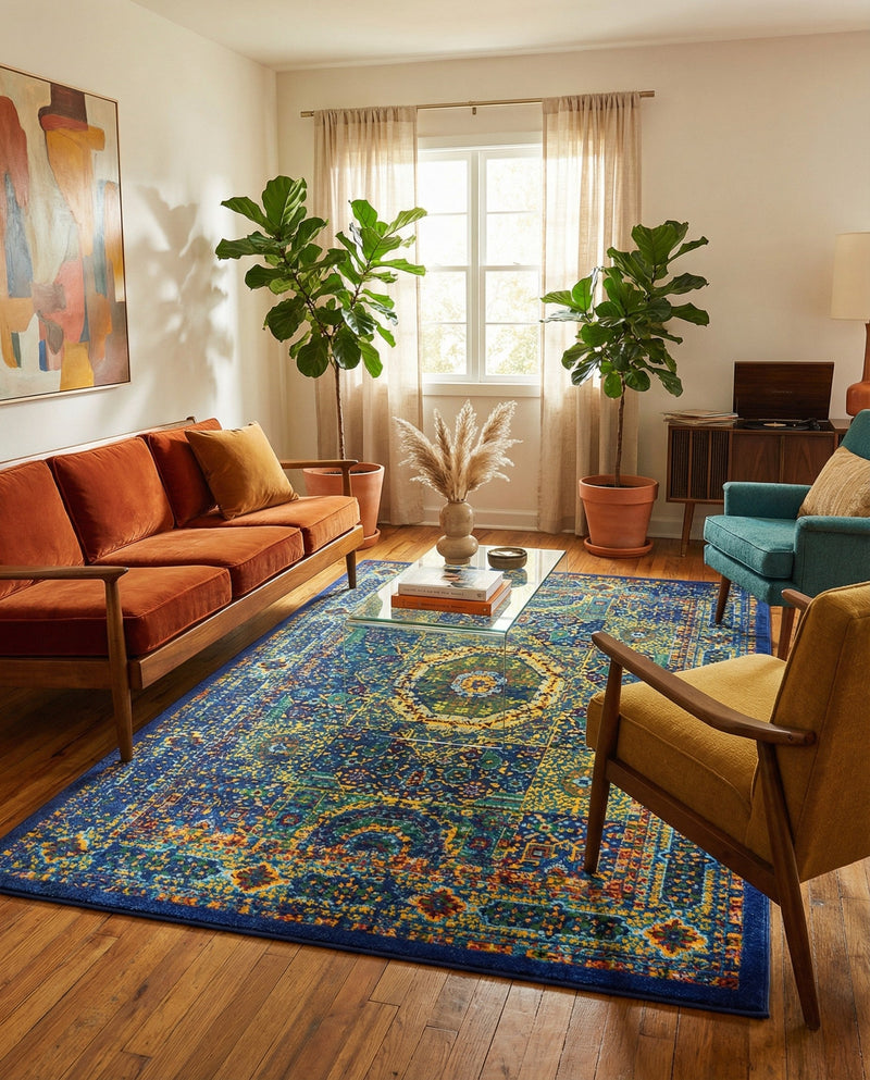 Caribbean Cove Collection Area Rug -  Grenada Rectangle Navy Blue  lifestyle 8