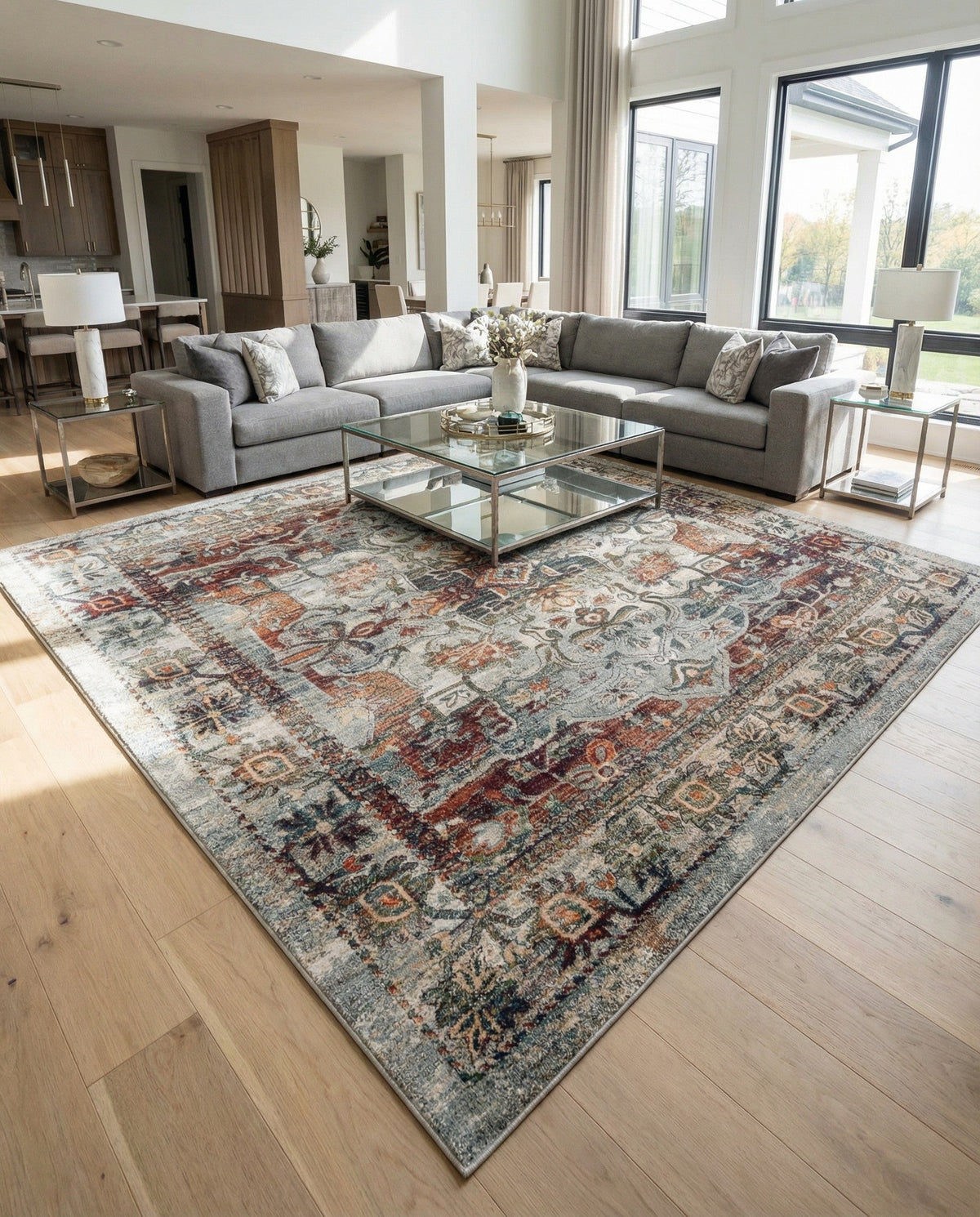 Savannah Soiree Collection Area Rug -  Everglade (Ivory) Square Ivory  lifestyle 116