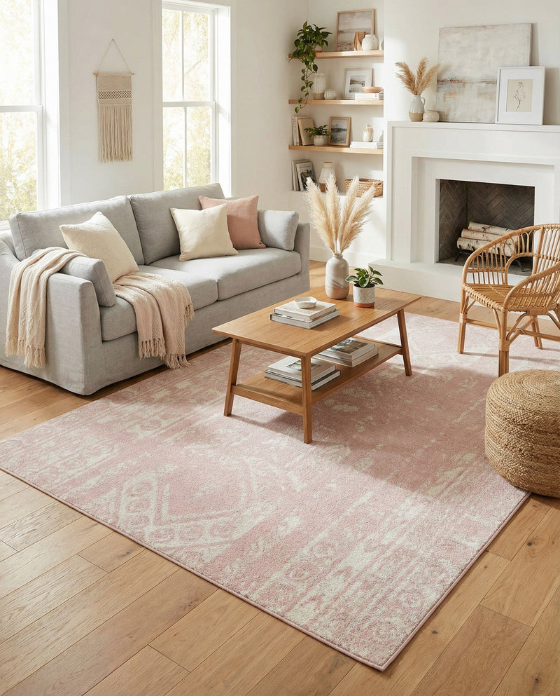 Brighton Stripes Collection Area Rug - Sussex (Pink) Rectangle Pink  lifestyle 14