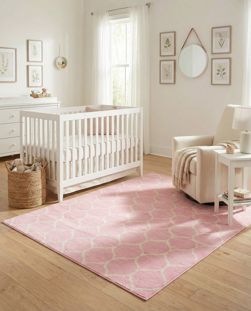 Trellis Mosaic Collection Area Rug -  Pergolatown (Light Pink) Rectangle Light Pink  lifestyle 9