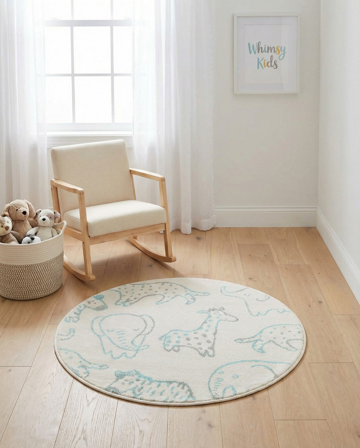 Wonder Tykes Collection Area Rug -  Spectrum Round Ivory  lifestyle 171
