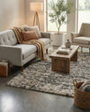 Wellington Luxe Shag Collection Area Rug - Kapiti Rectangle Salt and Pepper  lifestyle 23