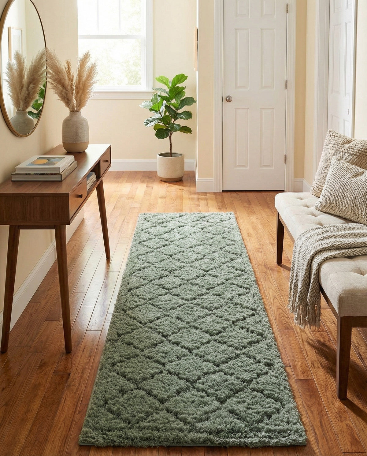 Trellis Haven Collection Area Rug -  Havencrest Runner Green  lifestyle 103
