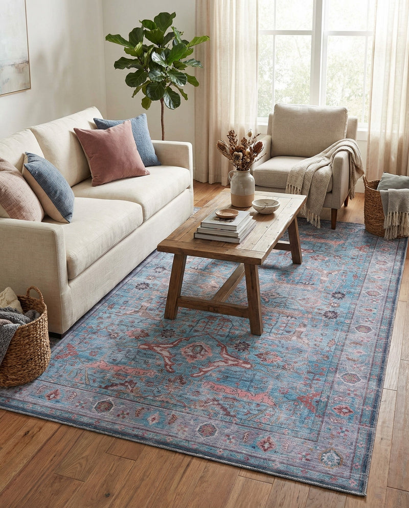 Zahara Oasis Collection Area Rug -  Marrakech Rectangle Blue  lifestyle 26
