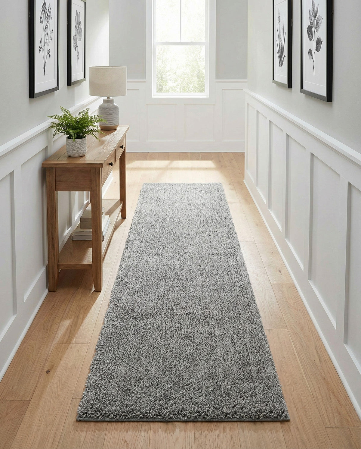 Solid Shag Seaside Collection Area Rug - Azure Cove (Gray) Runner Gray  lifestyle 106