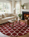 Lattice Gardens Collection Area Rug -  Bloomfield (Dark Terracotta) Round Dark Terracotta  lifestyle 34