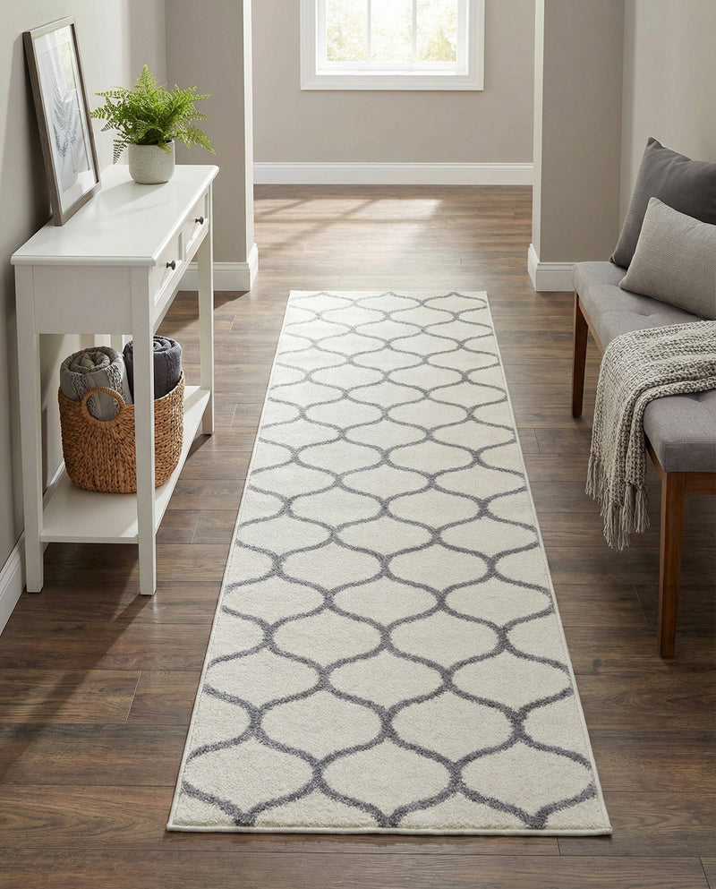 Trellis Mosaic Collection Area Rug -  Pergolatown (Ivory) Runner Ivory  lifestyle 41