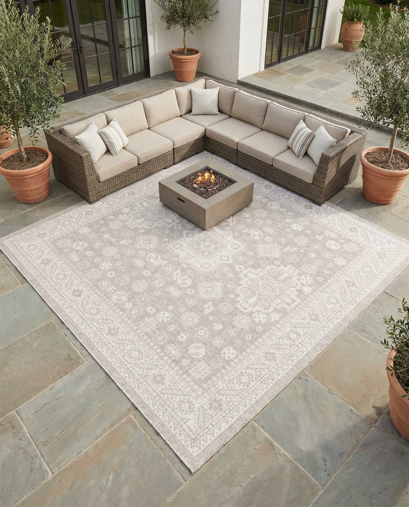 Tribal Terrace Treasures Collection Area Rug -  Incan Isle (Light Gray) Square Light Gray  lifestyle 39