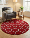Trellis Mosaic Collection Area Rug -  Pergolatown (Red) Round Red  lifestyle 31