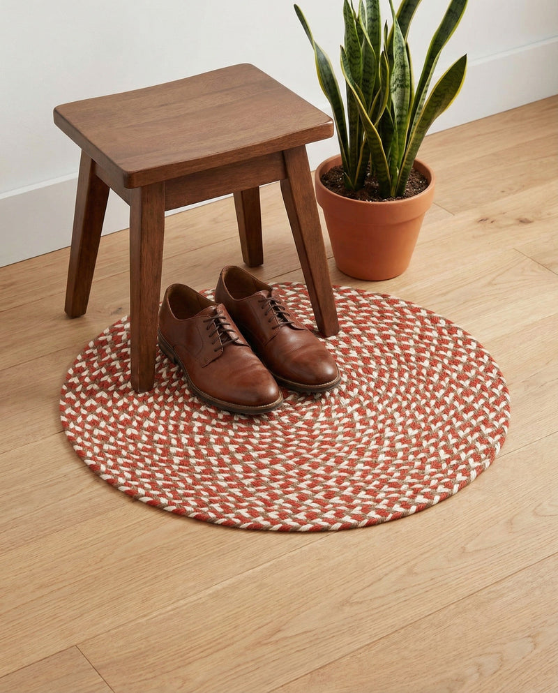 Highland Woven Jute Collection Area Rug - Glenmore (Rust Red) Round Rust Red  lifestyle 48