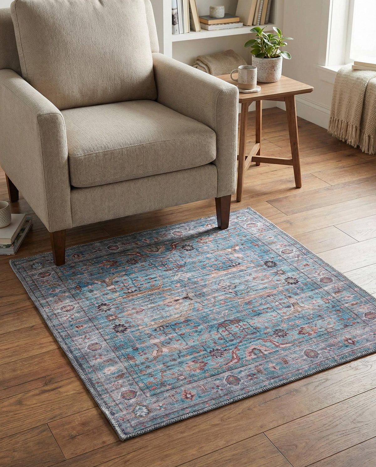 Zahara Oasis Collection Area Rug -  Marrakech Square Blue  lifestyle 97