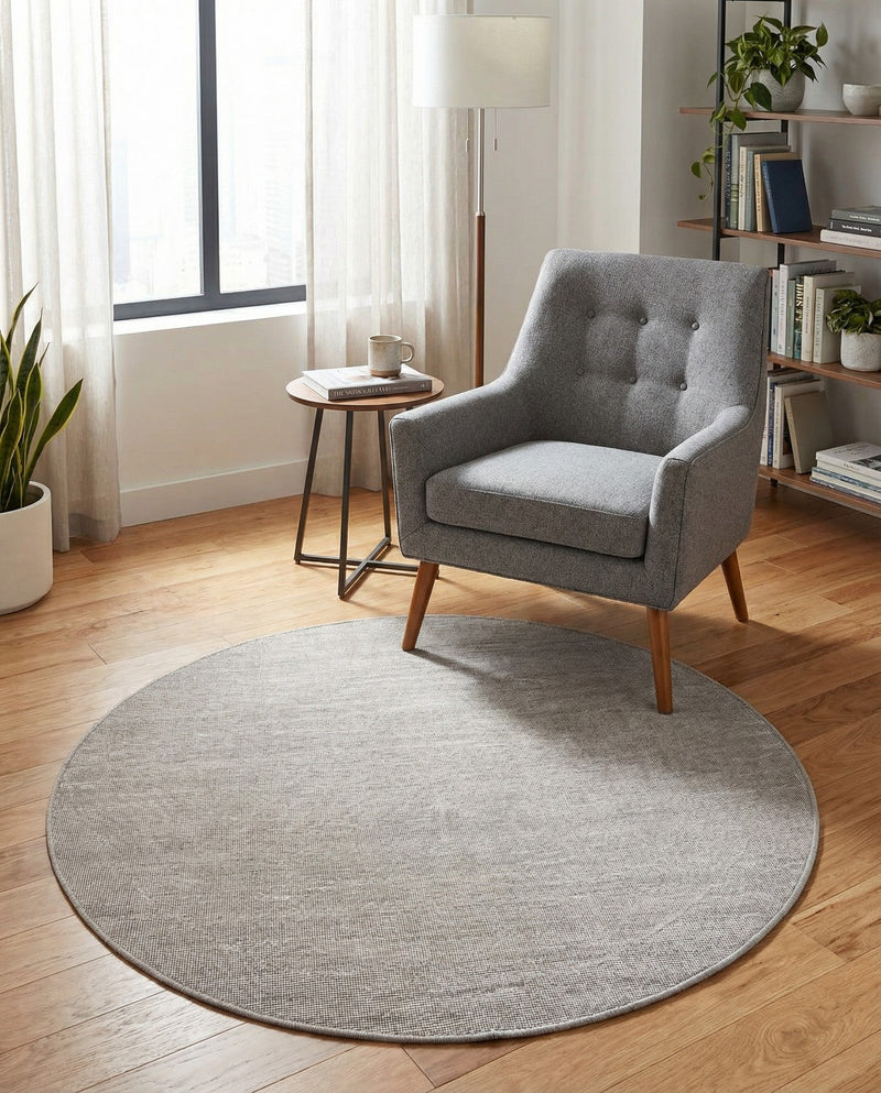Soho Elegance Collection Area Rug - Chelsea (Gray) Round Gray  lifestyle 48