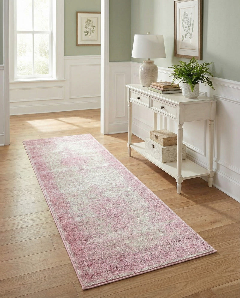 Dover Terrace Collection Area Rug - Marina (Pink) Runner Pink  lifestyle 53