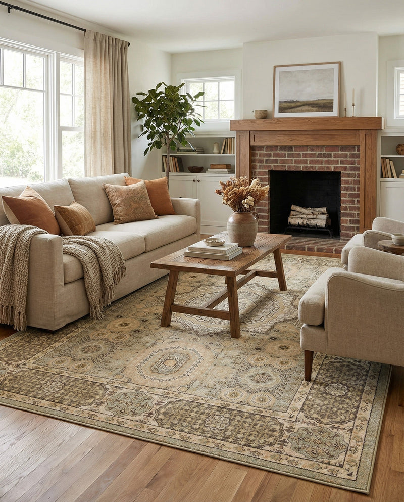 Ottoman Elegance Collection Area Rug -  Ephesus Rectangle Light Green  lifestyle 11