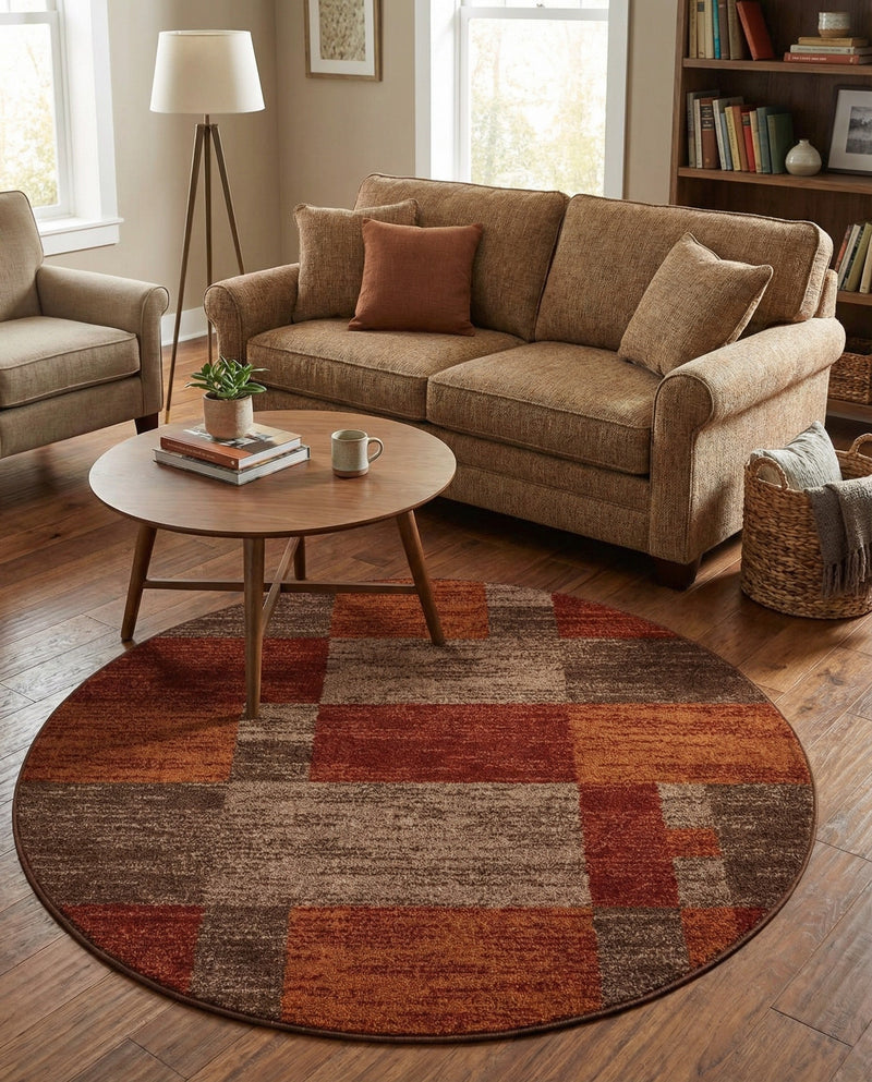 Autumn Meadow Collection Area Rug -  Sycamoreside (Multi) Round Multi  lifestyle 81