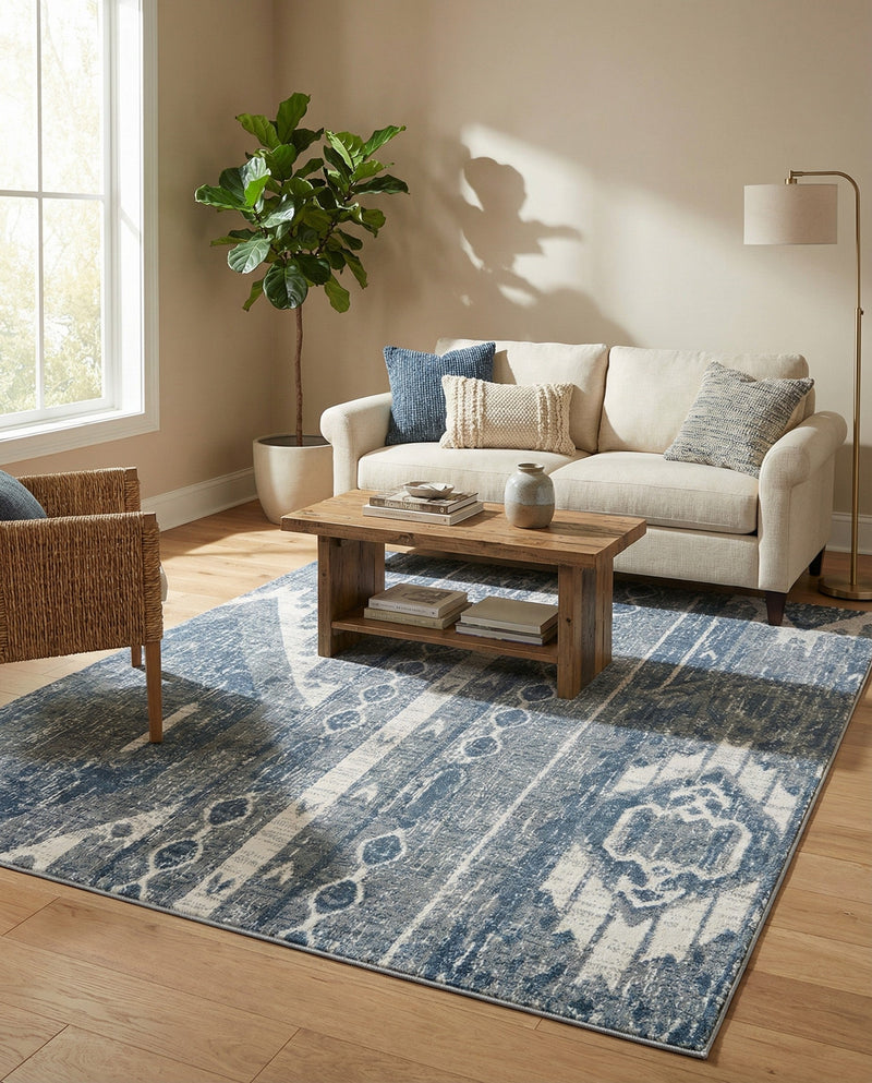 Cascade Range Collection Area Rug - Hood (Blue Gray) Rectangle Blue Gray  lifestyle 29