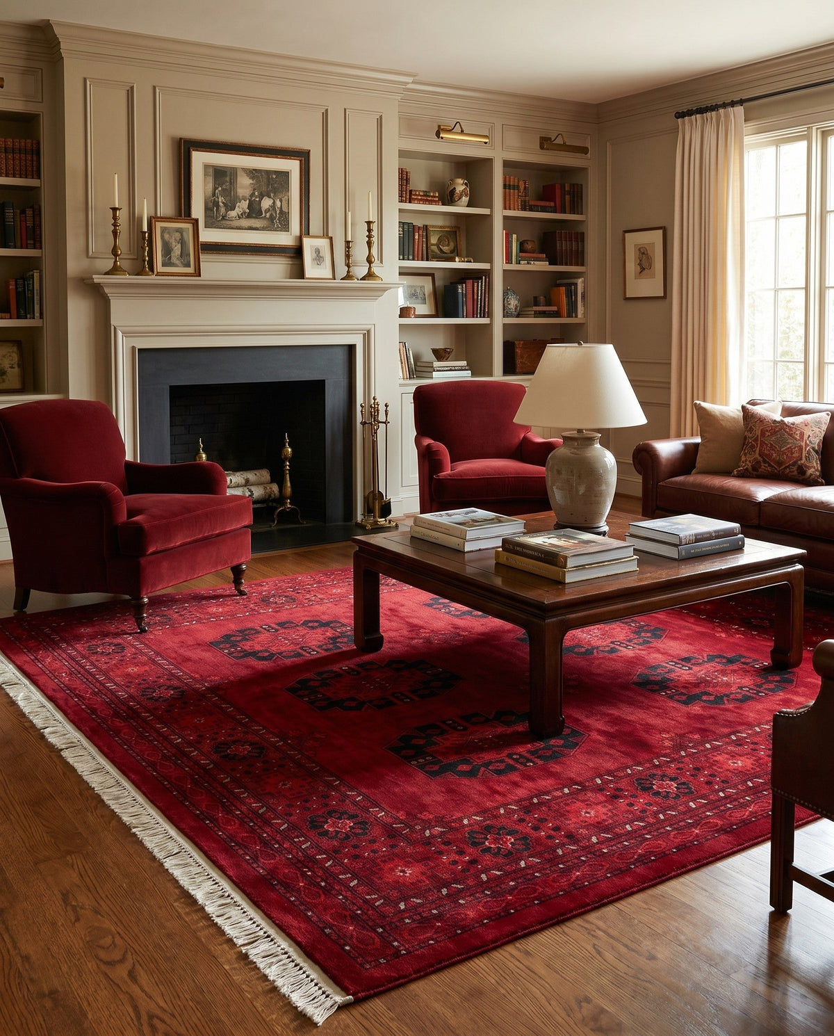 Samarkand Elegance Collection Area Rug -  Fergana Square Red  lifestyle 81