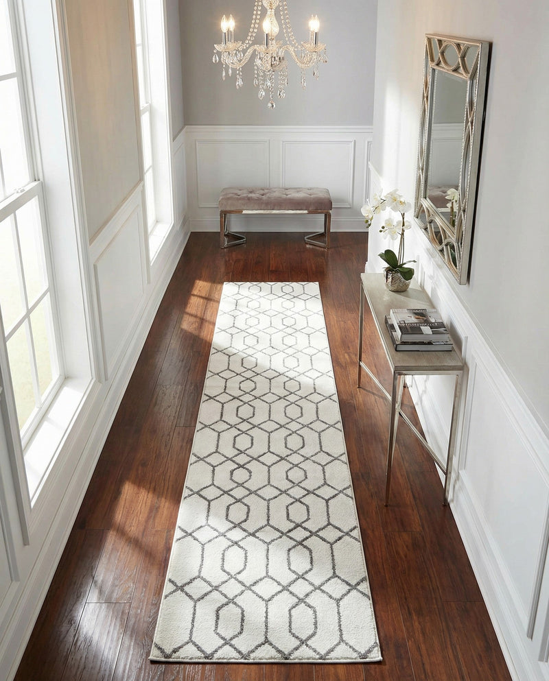 Hollywood Luxe Collection Area Rug - Sunset (White Silver) Runner White Silver  lifestyle 72