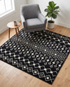 Mediterranean Lattice Collection Area Rug - Santorini (Black and White) Square Black and White  lifestyle 65