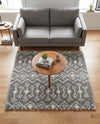 Berber Lattice Shag Collection Area Rug - Atlas (Gray) Square Gray  lifestyle 74