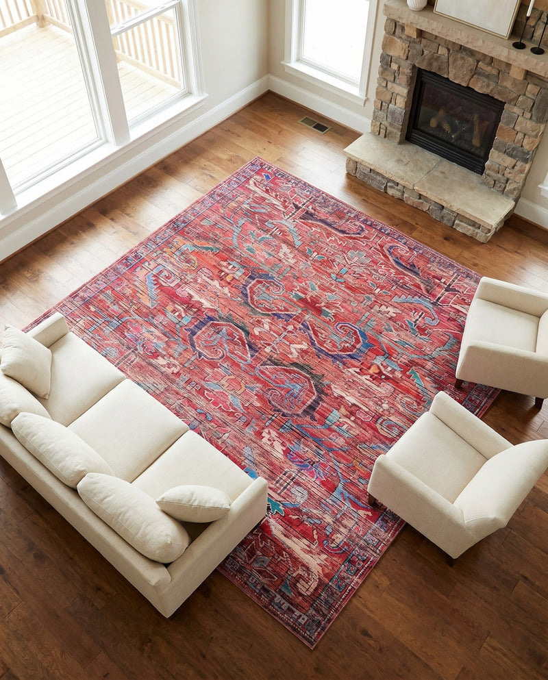 Zahara Oasis Collection Area Rug -  Tangier Square Rust Red  lifestyle 79