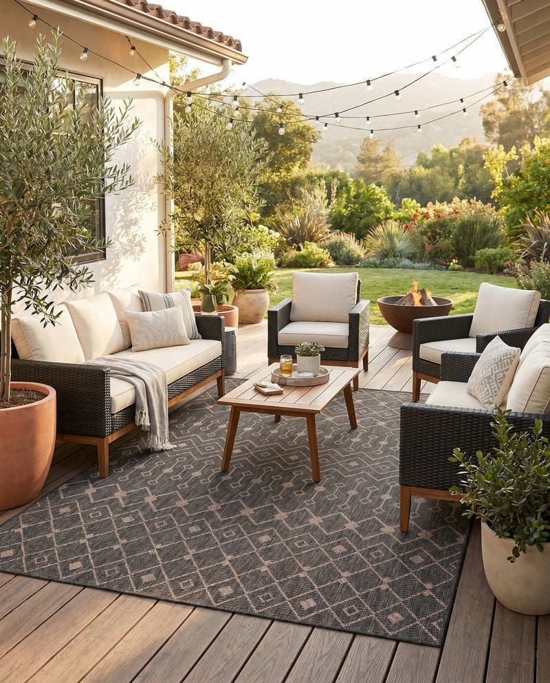 Savannah Pergola Collection Area Rug -  Pergola (Charcoal Gray) Rectangle Charcoal Gray  lifestyle 25