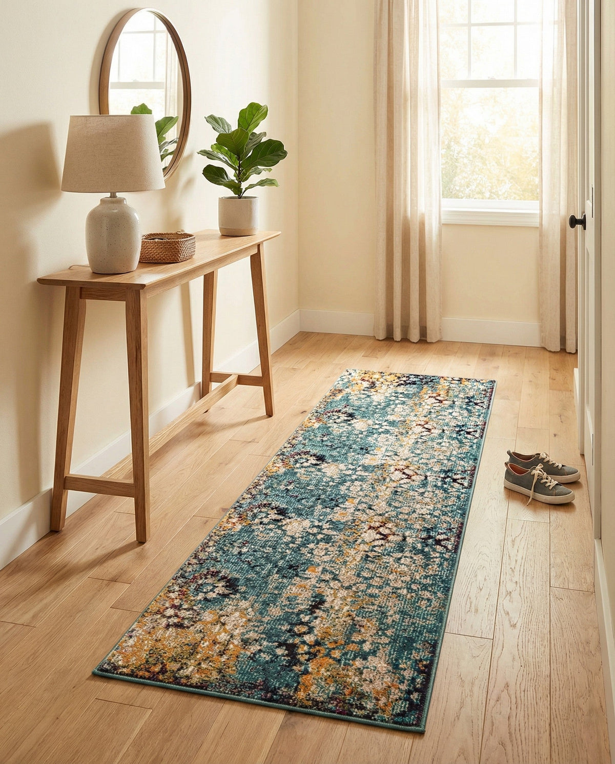 Venetian Tapestry Collection Area Rug - Murano Runner Blue  lifestyle 145