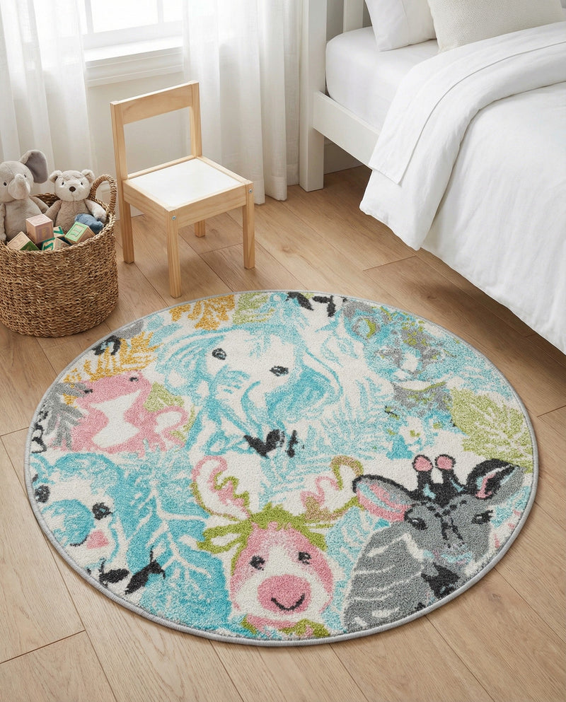 Wonder Tykes Collection Area Rug -  Splash Round Multi  lifestyle 52