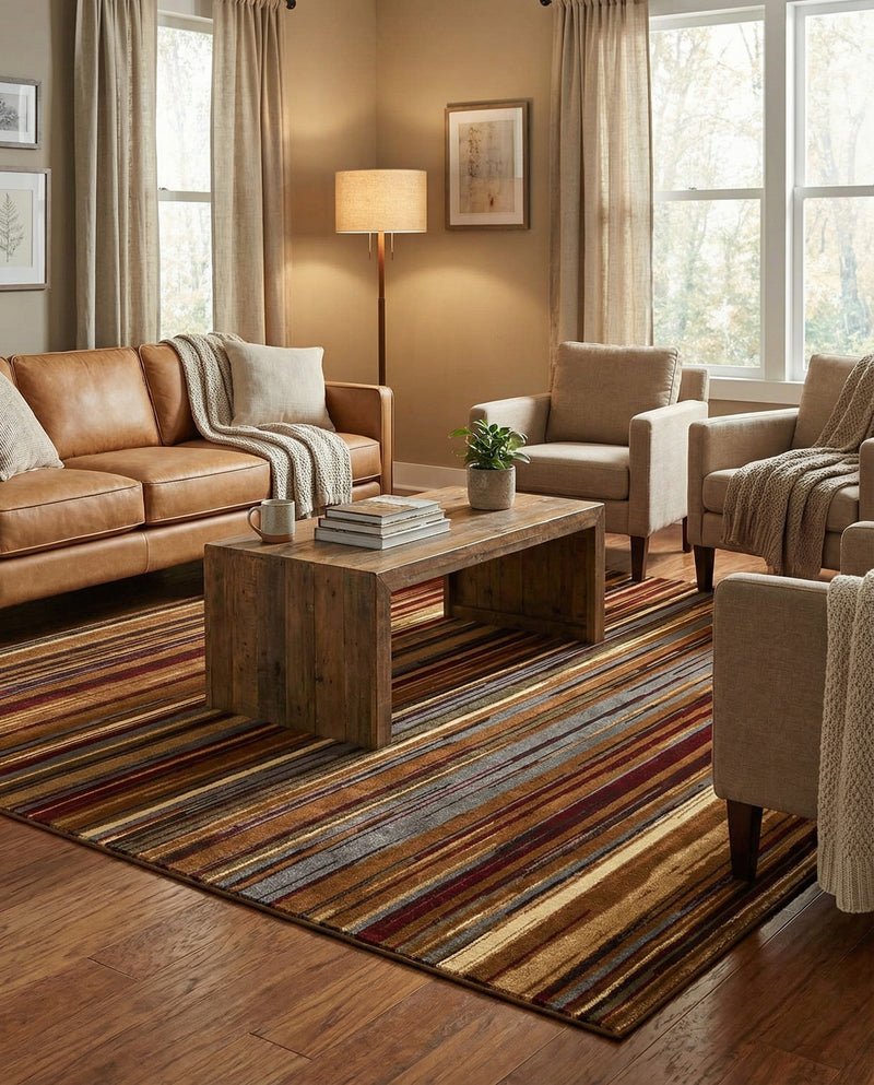 Bistro Lounge Collection Area Rug -  Americano Square Beige  lifestyle 52