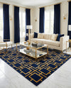 Hollywood Luxe Collection Area Rug -  Beverly (Navy Blue Gold) Rectangle Navy Blue Gold  lifestyle 4