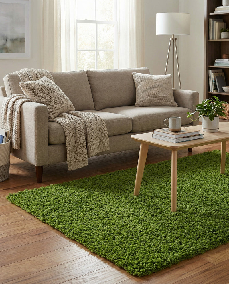 Plush Oasis Collection Area Rug - Serenity (Grass Green) Rectangle Grass Green  lifestyle 9