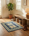 Tabriz Tapestries Collection Area Rug - Azerbaijan (Navy Blue) Rectangle Navy Blue  lifestyle 24