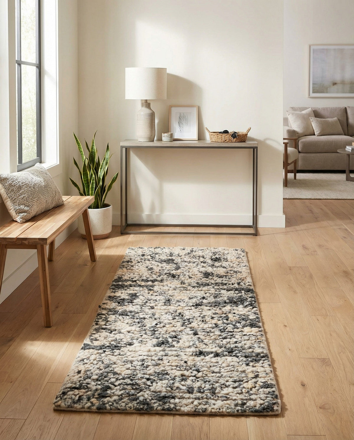 Wellington Luxe Shag Collection Area Rug - Kapiti Runner Salt and Pepper  lifestyle 113
