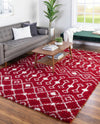 Berber Lattice Shag Collection Area Rug - Atlas (Burgundy Red) Rectangle Burgundy Red  lifestyle 15
