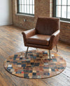 Havana Hide Patchwork Collection Area Rug - Cienfuegos Round Black and Brown  lifestyle 9