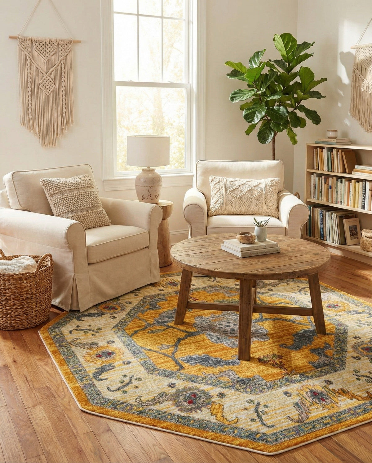 Arcadia Rugs Collection Area Rug - Eden (Yellow) Octagon Yellow  lifestyle 92