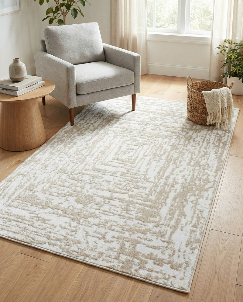 Sanctuary Retreat Collection Area Rug -  Asylum Rectangle White Bone  lifestyle 36