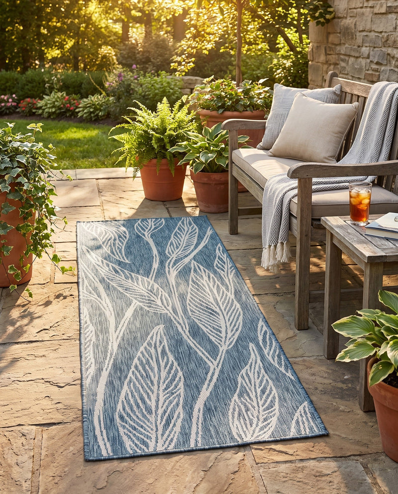 Seaside Blooms Collection Area Rug -  Evergreen (Teal) Runner Teal  lifestyle 56