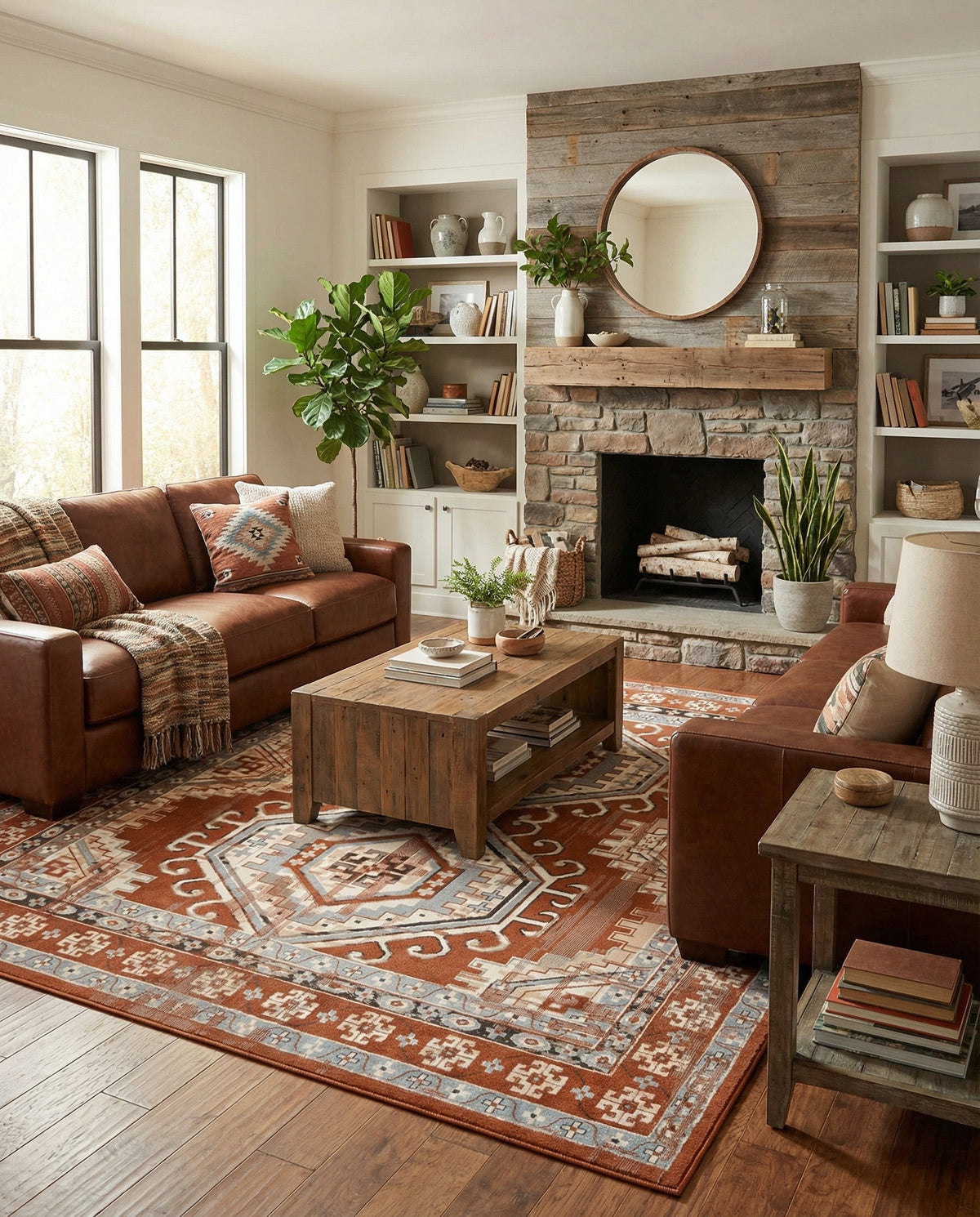 Savannah Elegance Collection Area Rug -  Tybee (Terracotta) Square Terracotta  lifestyle 123