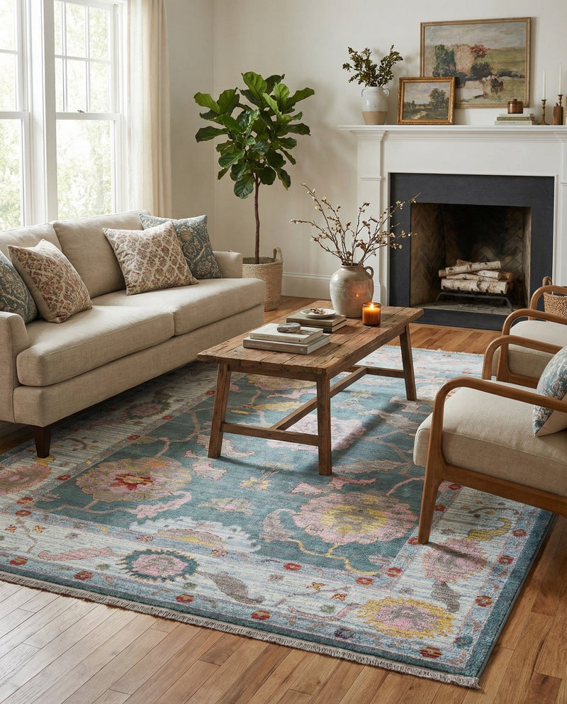 Arcadia Rugs Collection Area Rug - Eden (Gray and Blue) Rectangle Gray and Blue  lifestyle 23