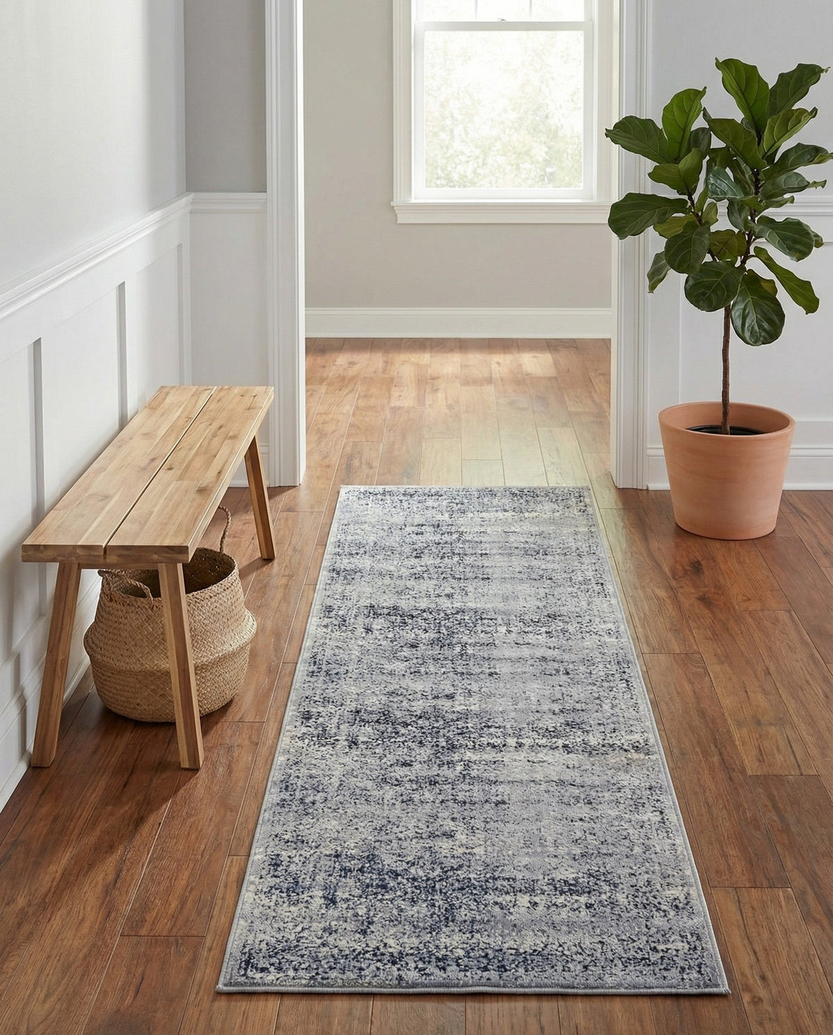 Coastal Manor Collection Area Rug -  Marina Runner Blue Gray  lifestyle 130