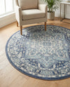Savannah Series Collection Area Rug - Charleston (French Blue) Round French Blue  lifestyle 58