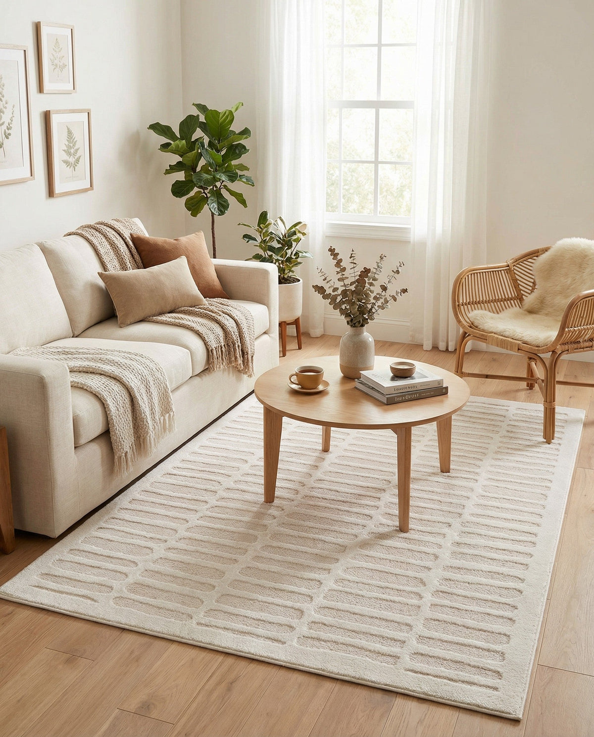 Haven Tapestry Collection Area Rug -  MistyRidge Rectangle Ivory White  lifestyle 2