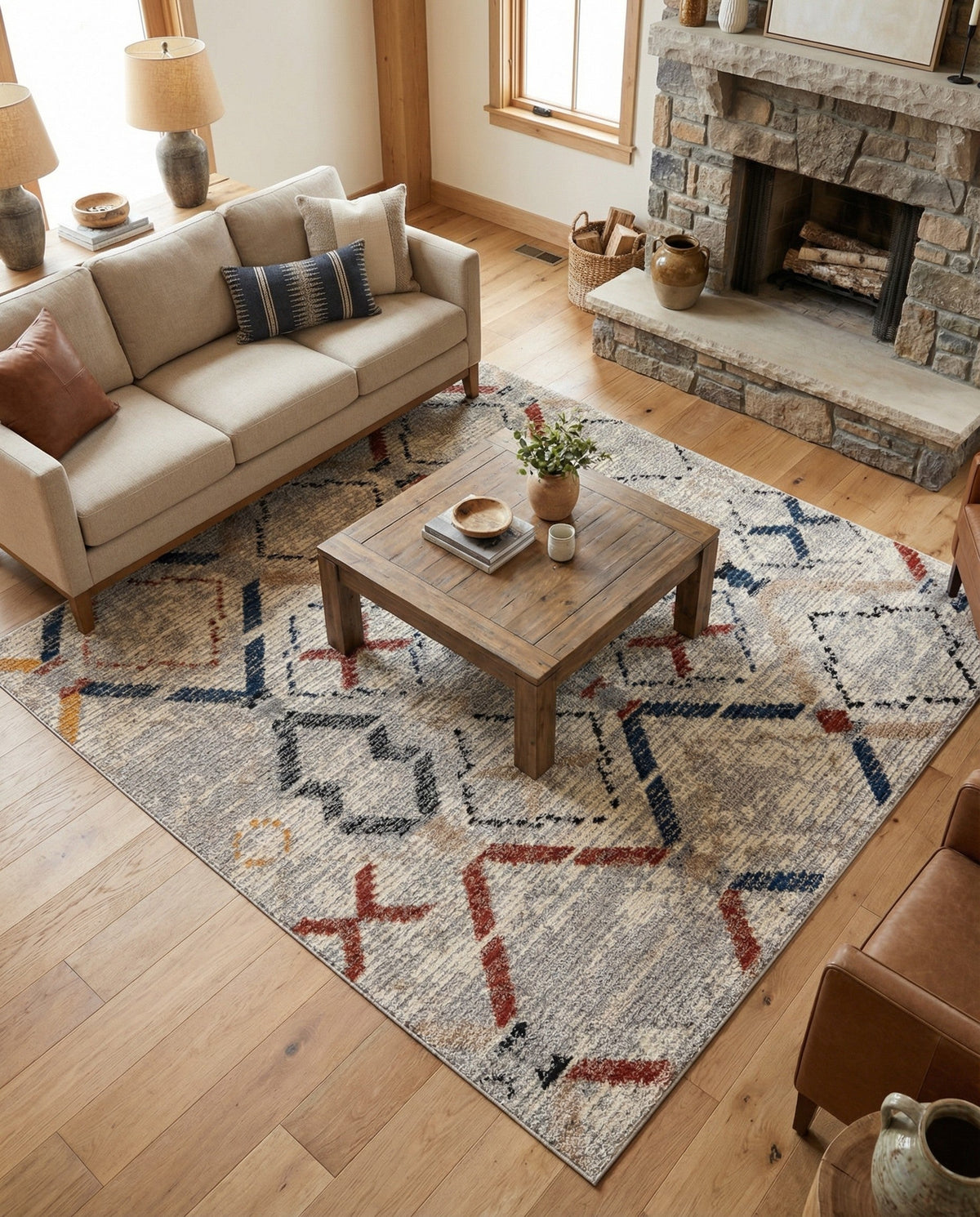 Santa Fe Trails Collection Area Rug - Canyon Square Multi  lifestyle 92
