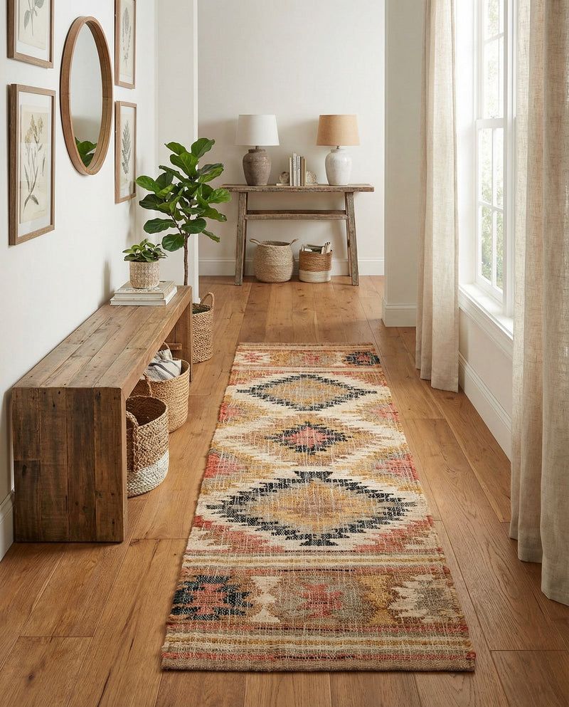 Desert Weave Jute Collection Area Rug - Sahara Runner Multi  lifestyle 56