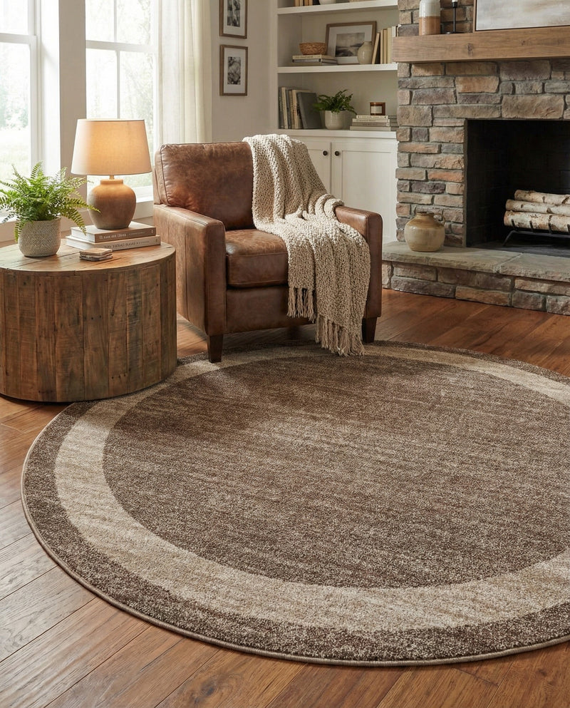 Studio Haven Collection Area Rug -  Alcove (Light Brown) Round Light Brown  lifestyle 51