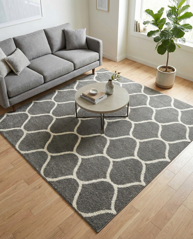 Trellis Mosaic Collection Area Rug -  Pergolatown (Dark Gray) Square Dark Gray  lifestyle 40