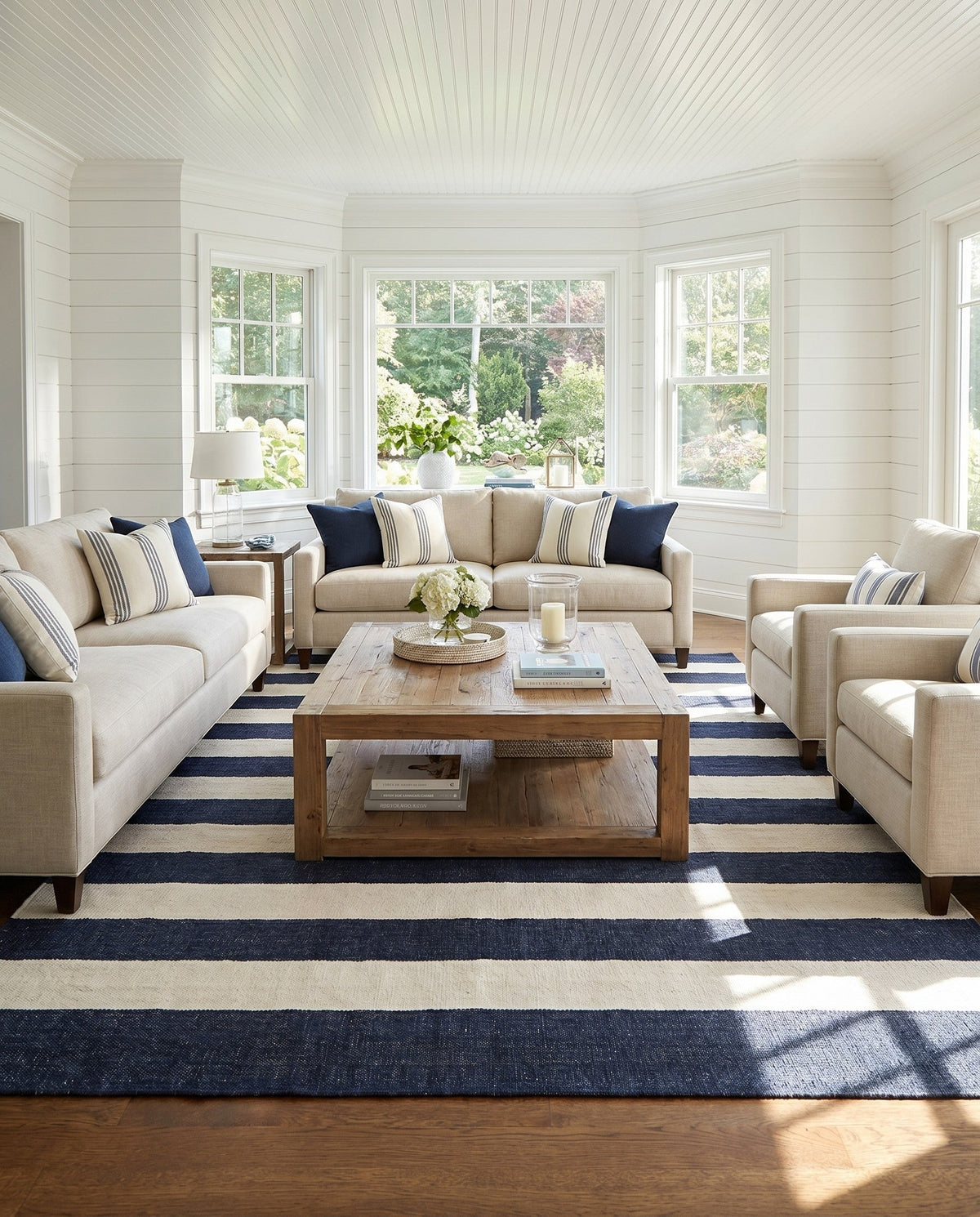 Martha's Vineyard Blueprints Collection Area Rug - Edgartown Square Nautical Navy  lifestyle 173