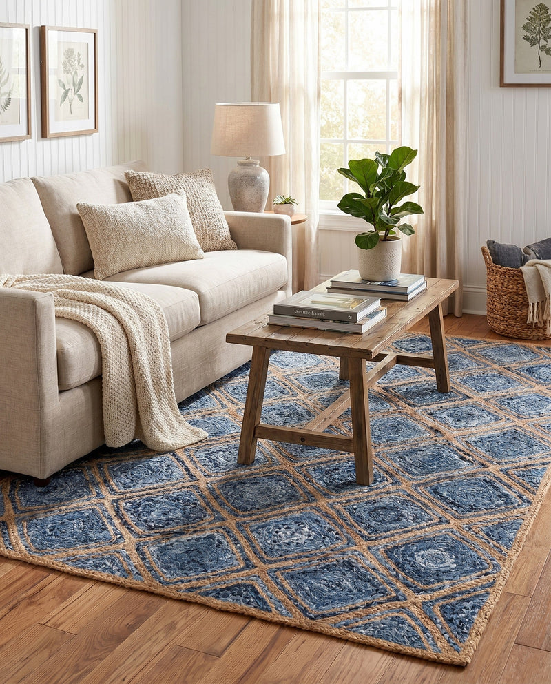Woven Seaside Jute Collection Area Rug - Marina Rectangle Blue  lifestyle 42